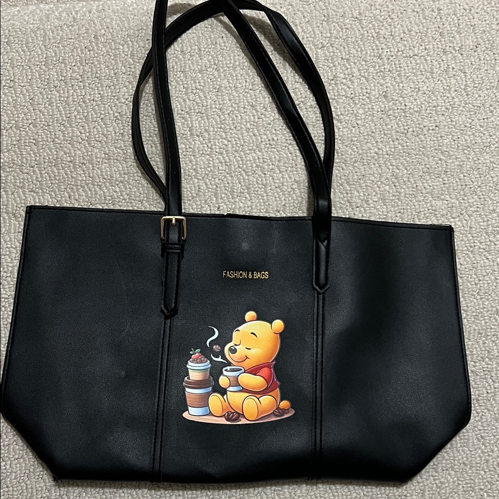 Black Tote with Pooh Bear Design